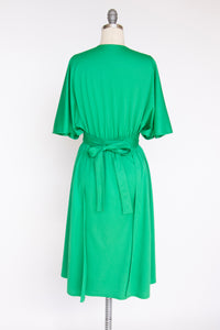 1970s Wrap Dress Kelly Green Knit S