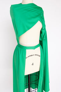 1970s Wrap Dress Kelly Green Knit S