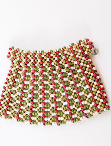 1940s Purse Deco Wooden Beaded Clutch Bag