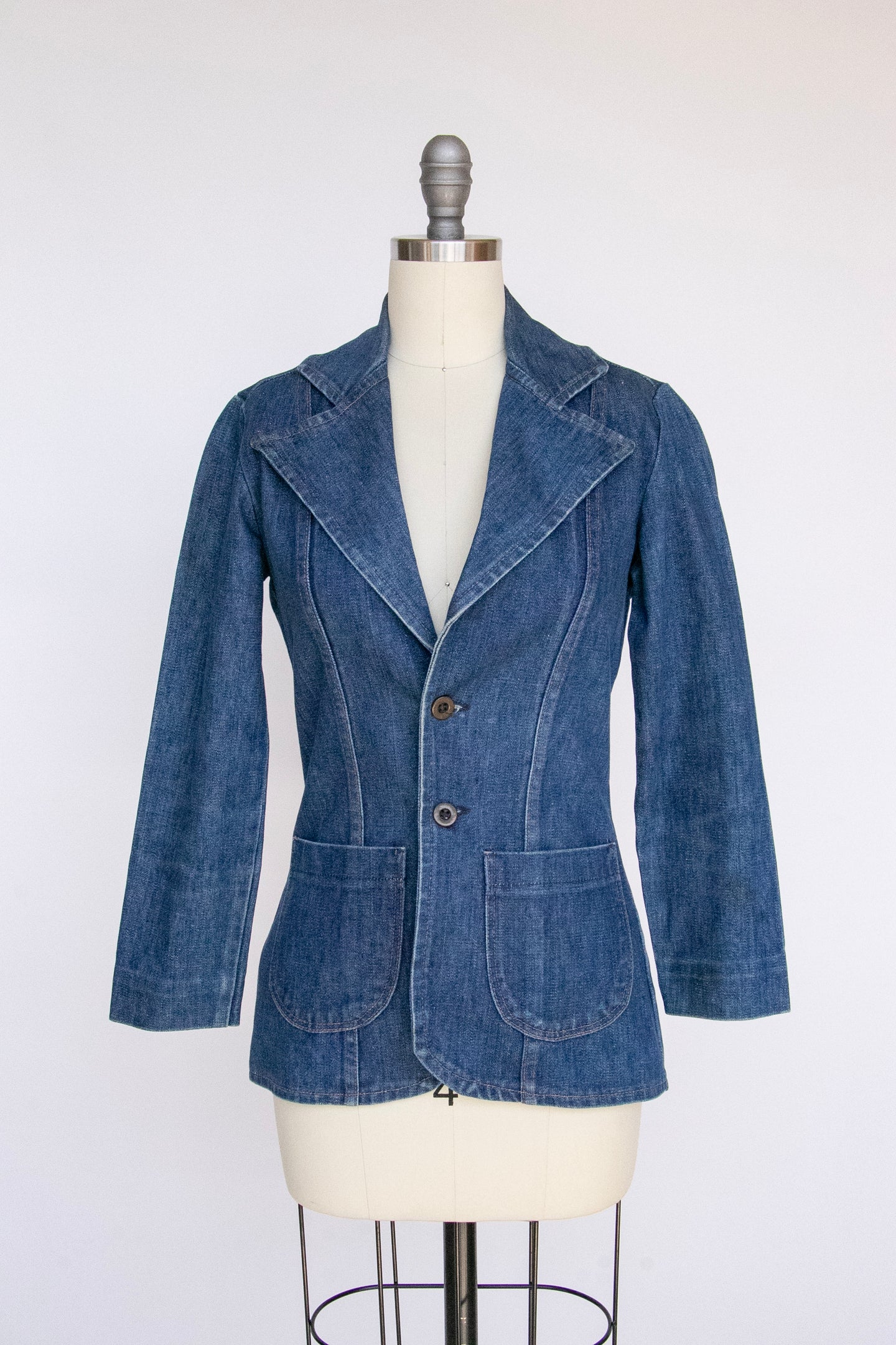 1970s Blazer Western Jacker Wrangler Cotton Denim S/XS P