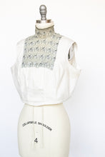 Load image into Gallery viewer, Edwardian Camisole Cotton Lace 1910s Corset Cover Cropped Blouse L / XL