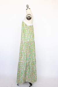 1970s Maxi Dress Sleeveless Cotton Hawaiian Floral M