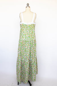 1970s Maxi Dress Sleeveless Cotton Hawaiian Floral M