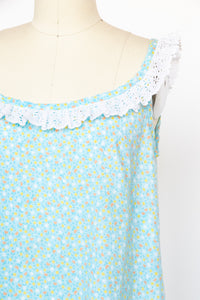 1970s Dress Floral Cotton Maxi Boho M