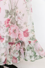 Load image into Gallery viewer, 1970s Maxi Gown Chiffon Floral Ruffle Dress M