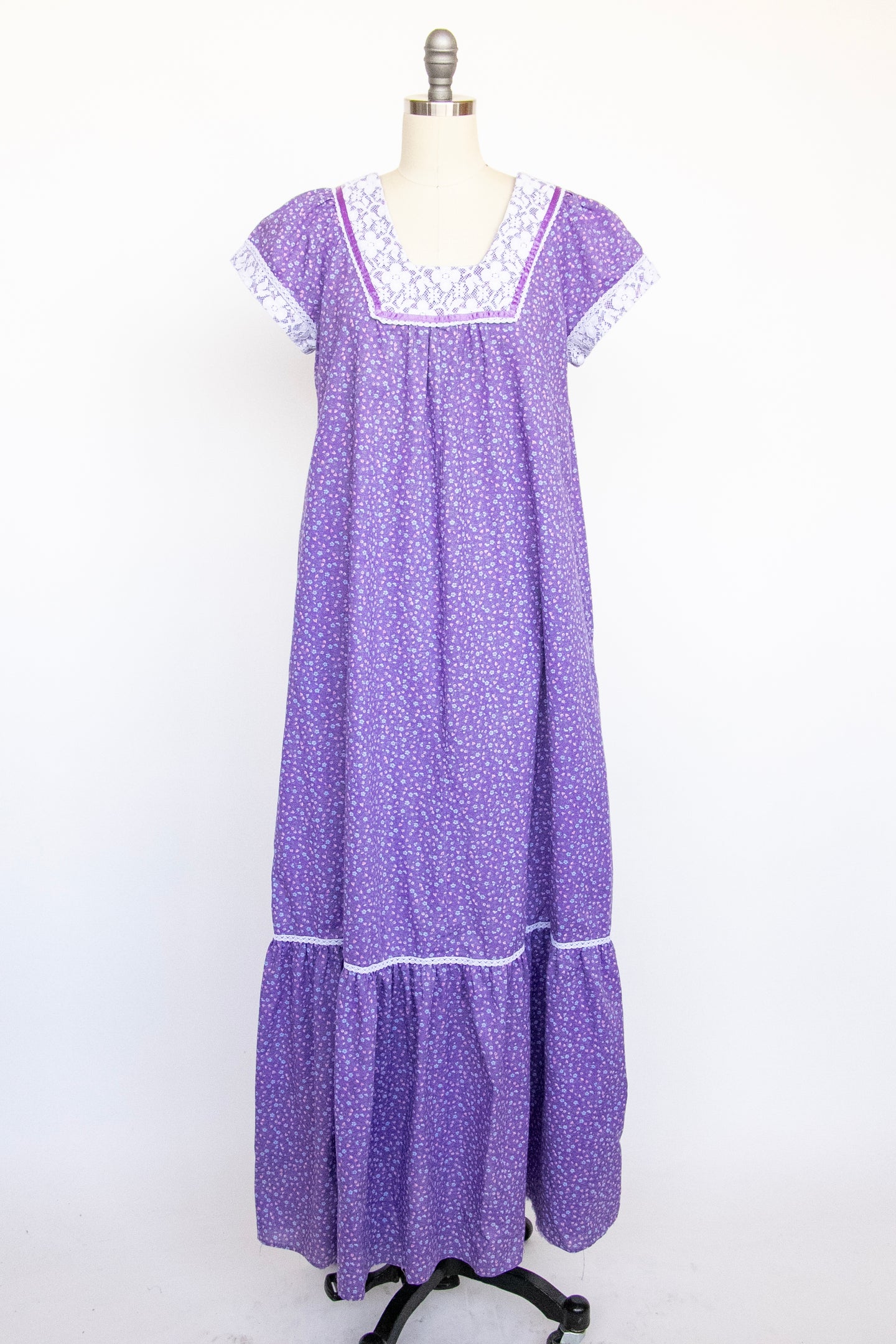 1970s Maxi Tent Dress Floral Hawaiian Cotton L