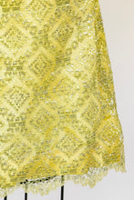 Load image into Gallery viewer, 1960s Dress Metallic Mod Mini Gold Yellow Lace S / XS