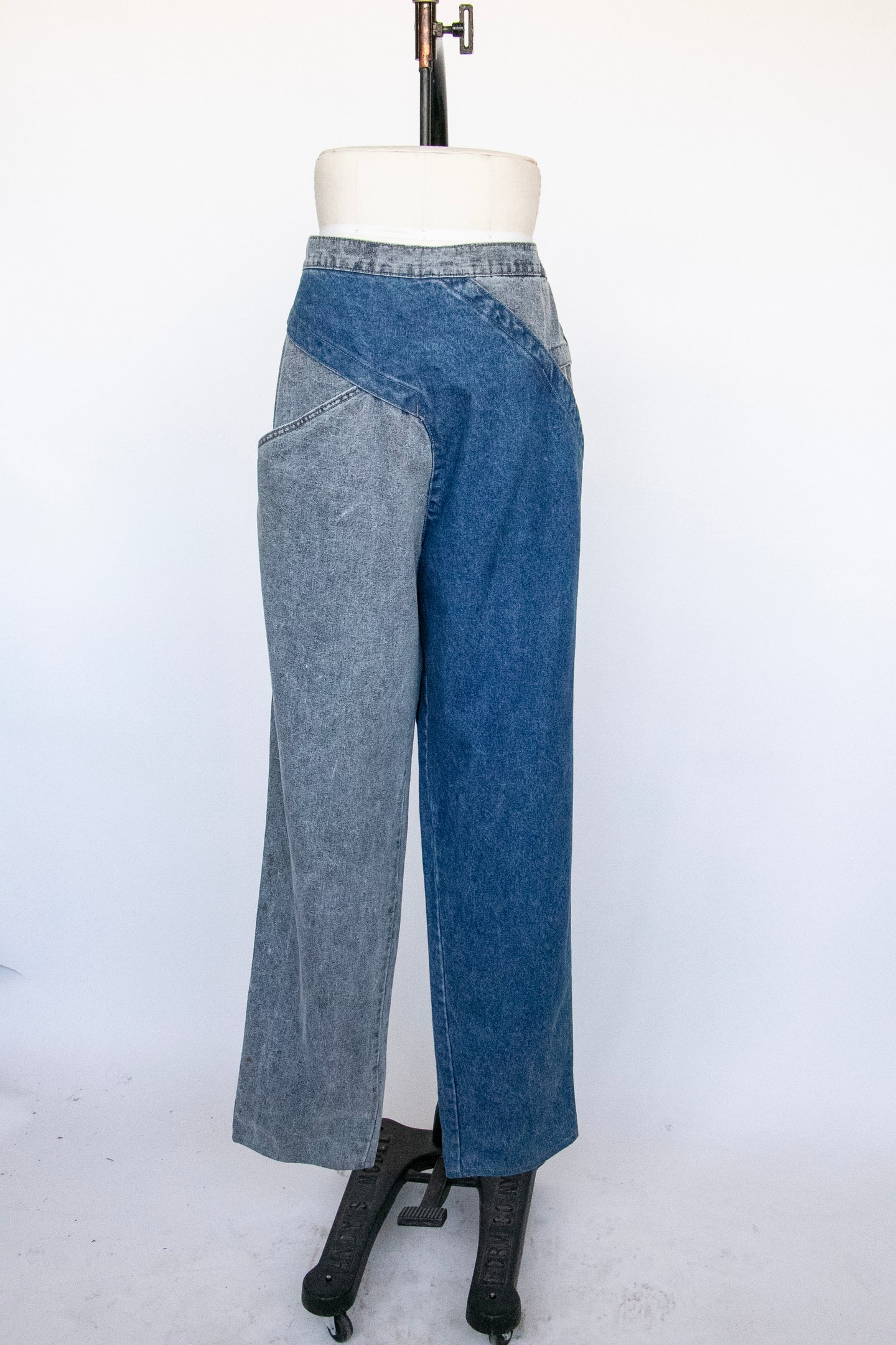 1980s Jeans Cotton Denim Two Tone Volup High Waist 36