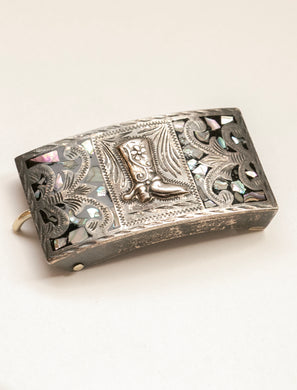 Vintage Belt Buckle Sterling Silver Mexican Western