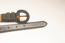 Load image into Gallery viewer, 1980s Waist Cinch Belt Grey Leather S/M