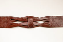 Load image into Gallery viewer, 1970s Belt Brown Leather Braided Boho Hippie M/L