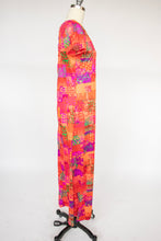 Load image into Gallery viewer, 1970s Maxi Dress Neon Psychedelic Print Knit S