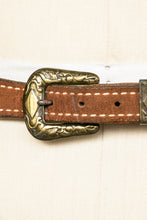 Load image into Gallery viewer, Vintage 1980s Belt Leather Silver Buckle Western M