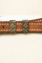 Load image into Gallery viewer, Vintage 1980s Belt Leather Silver Buckle Western M