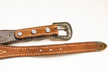 Load image into Gallery viewer, Vintage 1980s Belt Leather Silver Buckle Western M