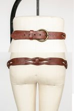 Load image into Gallery viewer, 1970s Belt Brown Leather Braided Boho Hippie M/L