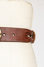 Load image into Gallery viewer, 1970s Belt Brown Leather Braided Boho Hippie M/L