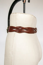 Load image into Gallery viewer, 1970s Belt Brown Leather Braided Boho Hippie M/L