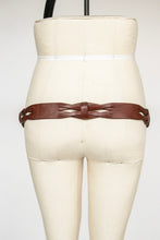 Load image into Gallery viewer, 1970s Belt Brown Leather Braided Boho Hippie M/L