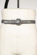 Load image into Gallery viewer, 1980s Waist Cinch Belt Grey Leather S/M