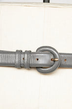 Load image into Gallery viewer, 1980s Waist Cinch Belt Grey Leather S/M