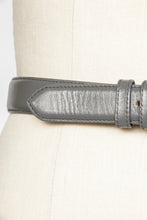 Load image into Gallery viewer, 1980s Waist Cinch Belt Grey Leather S/M