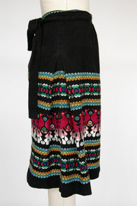 1970s Wrap Skirt Woven Cotton Guatemalan M