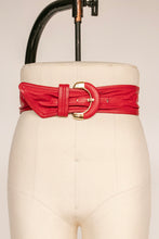 Load image into Gallery viewer, 1980s Belt Red Leather Wide Cinch Waist S/M