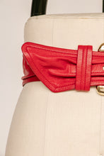 Load image into Gallery viewer, 1980s Belt Red Leather Wide Cinch Waist S/M