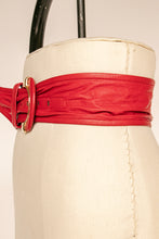 Load image into Gallery viewer, 1980s Belt Red Leather Wide Cinch Waist S/M