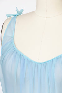 1960s Nightgown Nylon Chiffon Lingerie Sheer Slip S