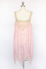 Load image into Gallery viewer, 1920s Silk Nightgown Slip Lace Lounge Dress M