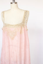 Load image into Gallery viewer, 1920s Silk Nightgown Slip Lace Lounge Dress M