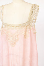 Load image into Gallery viewer, 1920s Silk Nightgown Slip Lace Lounge Dress M