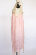 Load image into Gallery viewer, 1920s Silk Nightgown Slip Lace Lounge Dress M