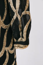 Load image into Gallery viewer, 1960s Dress Metallic Gold Illusion Silk Chiffon Cocktail S