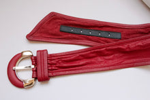 Load image into Gallery viewer, 1980s Belt Red Leather Wide Cinch Waist S/M