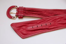 Load image into Gallery viewer, 1980s Belt Red Leather Wide Cinch Waist S/M