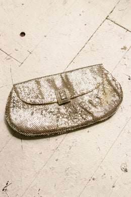 1950s Whiting & Davis Purse Mesh Silver Metal Clutch Bag