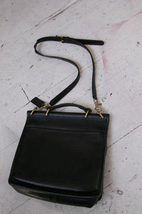 Vintage Coach Purse 1980s Black Leather Willis Cross Body Satchel Bag