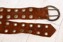 Load image into Gallery viewer, 1970s Suede Belt Boho Grommets Cinch Waist