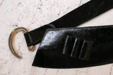 Load image into Gallery viewer, 1980s Belt Leather Black Cinch Waist Tapered M