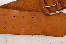 Load image into Gallery viewer, 1970s Leather Belt Brown Boho Wide Waist Cinch XS