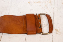 Load image into Gallery viewer, 1970s Leather Belt Brown Boho Wide Waist Cinch XS