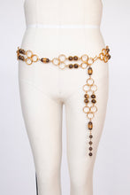 Load image into Gallery viewer, 1970s Chain Belt Chain Gold Tone Beaded Costume Jewelry Accessory