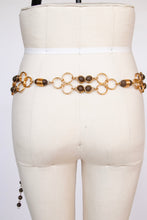 Load image into Gallery viewer, 1970s Chain Belt Chain Gold Tone Beaded Costume Jewelry Accessory