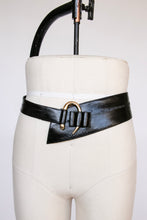 Load image into Gallery viewer, 1980s Belt Leather Black Cinch Waist Tapered M