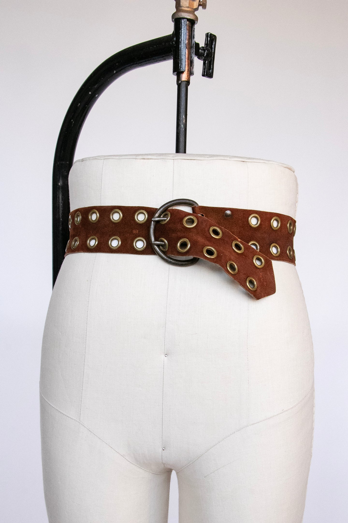 1970s Suede Belt Boho Grommets Cinch Waist