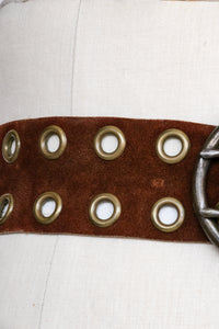 1970s Suede Belt Boho Grommets Cinch Waist