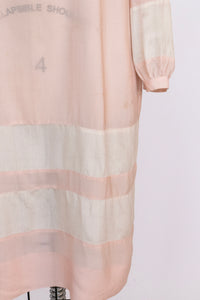 1920s Antique Dress Striped Silk Pink S